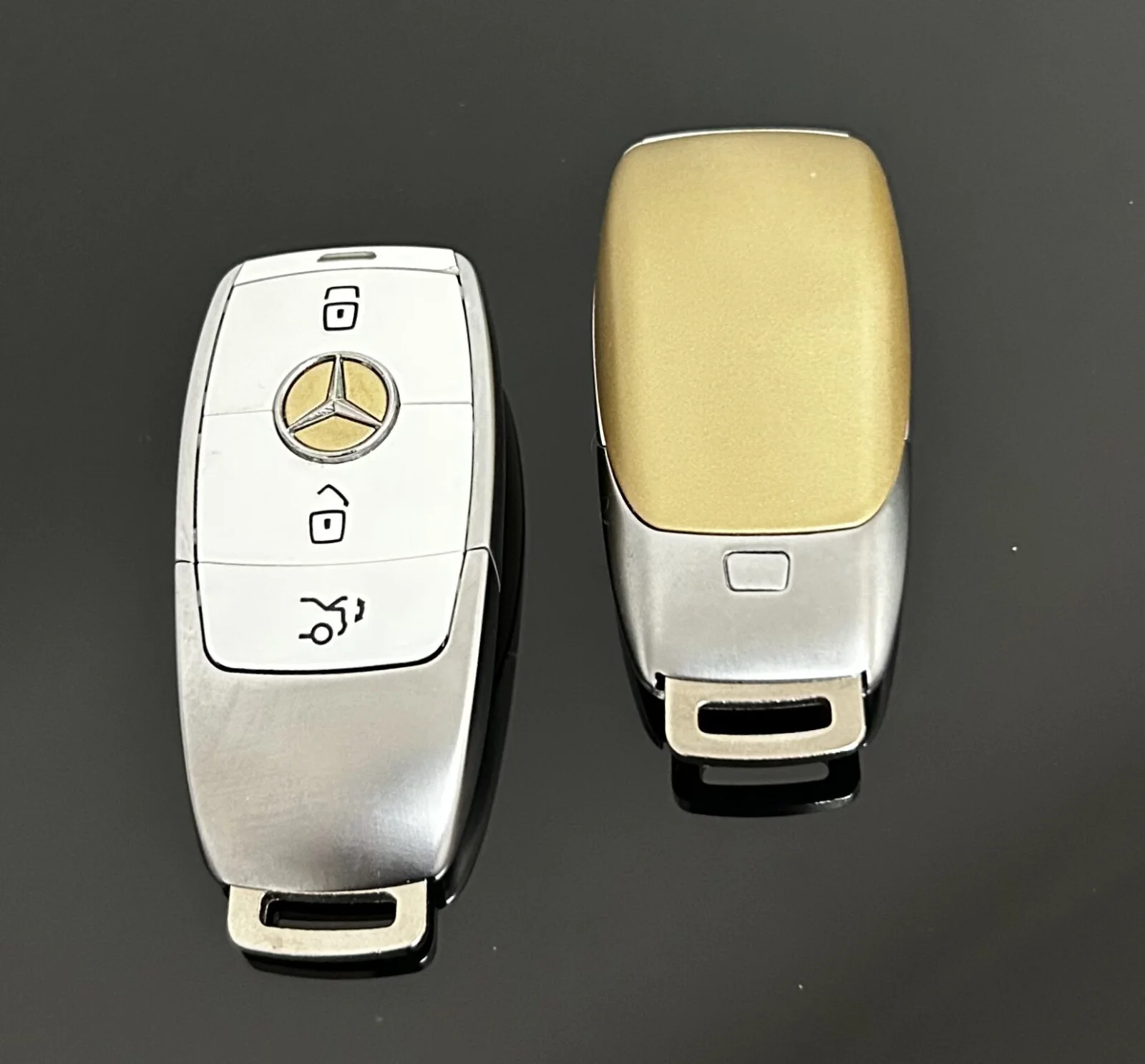 1x EDITION MERCEDES Funkschlüssel GOLDWING weiß Gold Gehäuse Autoschlüssel Fahrzeugschlüssel Schlüssel Fernbedienung
