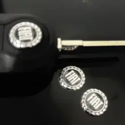Alternative view of 1x Fiat 14mm Aufkleber ALU Schlüssellogo Emblem Schriftzug schwarz Schlüsselemblem