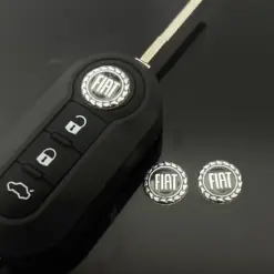 1x Fiat 14mm Aufkleber ALU Schlüssellogo Emblem Schriftzug schwarz Schlüsselemblem