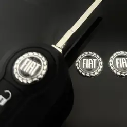 1x Fiat 14mm Aufkleber ALU Schlüssellogo Emblem Schriftzug schwarz Schlüsselemblem – Bild 3