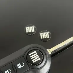 Alternative view of 1x Fiat 500 14mm Punto Aufkleber new Black ALU Schlüssellogo Emblem Schriftzug schwarz