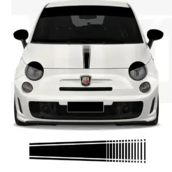 1x für Abarth FIAT 500 Emblem Schild Aufkleber SCHWARZ glänzend für Motorhaube Streifen auch Cabrio 500C