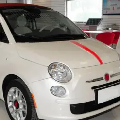 1x für Abarth FIAT 500 Emblem Schild Aufkleber SILBER für Motorhaube Streifen 500C – Bild 3