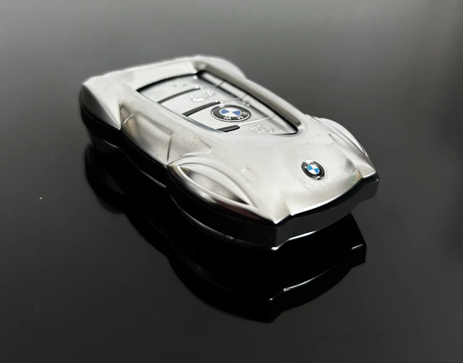 1x für BMW Funkschlüssel Schutz Hülle in ALU Case Cover Sportwagen silber matt STABIL – Bild 9