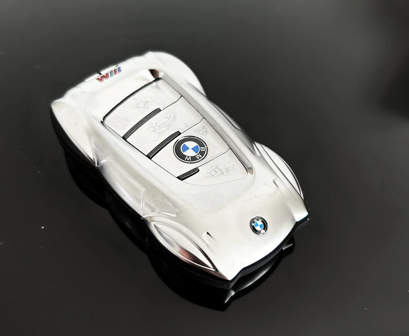 1x für BMW Funkschlüssel Schutz Hülle in ALU Case Cover Sportwagen silber matt STABIL – Bild 10