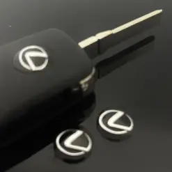 1x LEXUS 14mm Aufkleber ALU Schlüssellogo Emblem Schriftzug schwarz Schlüsselemblem – Bild 3