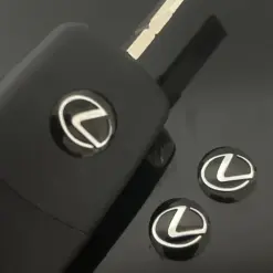 1x LEXUS 14mm Aufkleber ALU Schlüssellogo Emblem Schriftzug schwarz Schlüsselemblem