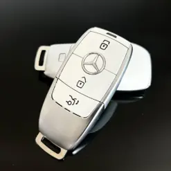 1x MERCEDES Funkschlüssel METALL mit Stern weiß Gehäuse Autoschlüssel Fahrzeugschlüssel Schlüssel Fernbedienung