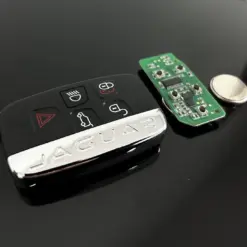 1x NEU JAGUAR Auto Schlüssel mit ELEKTRONIK + Batterie 4 Tasten Metall Kunststoff mit Logo Emblem – Bild 3