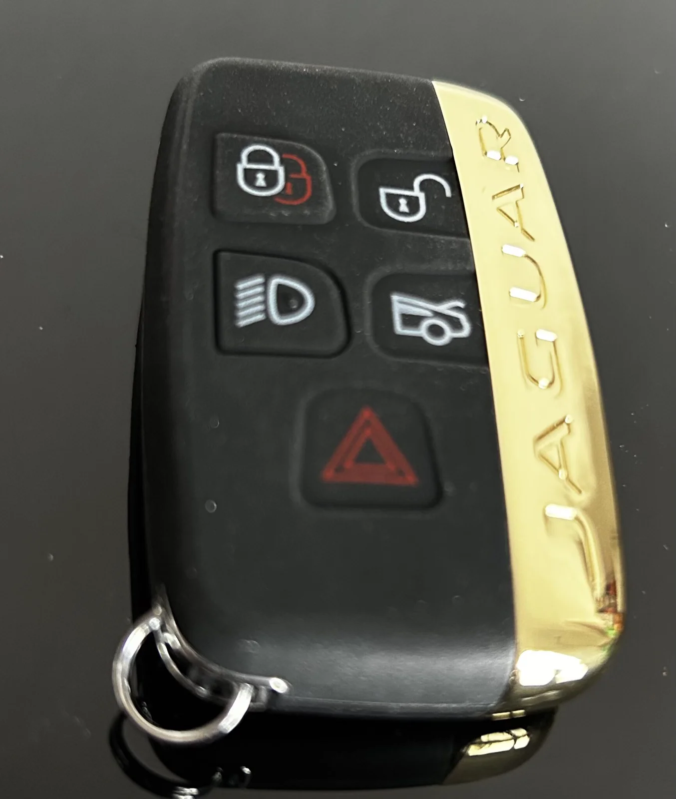 1x NEU JAGUAR Schlüsselgehäuse 4 Tasten GOLD Metall Kunststoff schwarz mit Logo Emblem – Bild 2