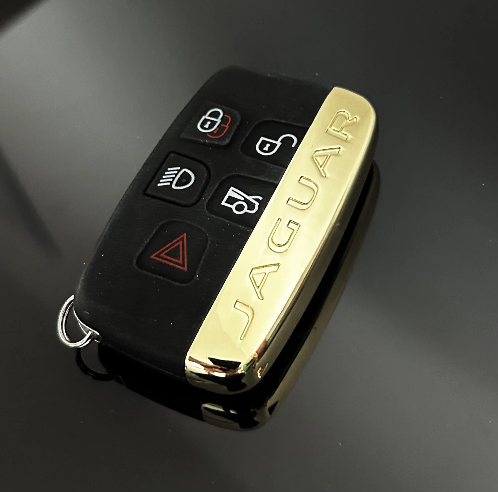 1x NEU JAGUAR Schlüsselgehäuse 4 Tasten GOLD Metall Kunststoff schwarz mit Logo Emblem – Bild 3