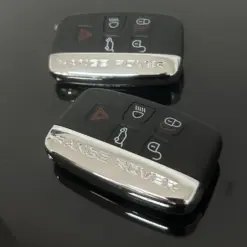 1x NEU Range Rover Schlüsselgehäuse 4 Tasten Metall Kunststoff schwarz mit Logo Emblem