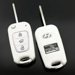1x ORIGINAL Hyundai Schlüsselgehäuse WEIß + Emblem Funk Fernbedienung Autoschlüssel iX35 i30 i20 i30 i35 iX20 iX35