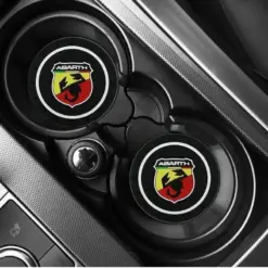 2x ABARTH Getränkehalter Einsatz Emblem Matte Antirutsch Flascheneinsatz Cup