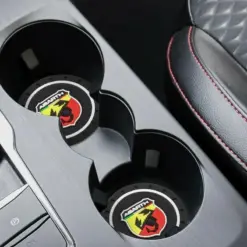 2x ABARTH Getränkehalter Einsatz Emblem Matte Antirutsch Flascheneinsatz Cup – Bild 5
