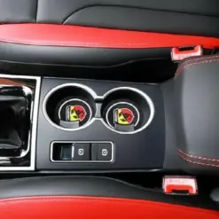 2x ABARTH Getränkehalter Einsatz Emblem Matte Antirutsch Flascheneinsatz Cup – Bild 6
