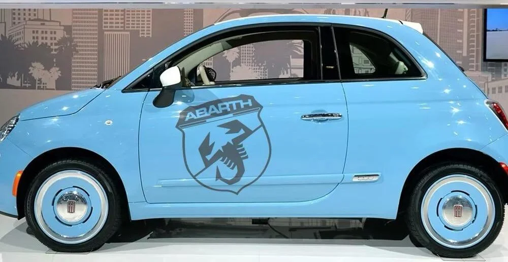 2x für Fiat ABARTH 50cm Emblem Schild Aufkleber Schriftzug SILBER