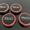 4x FIAT 500 schwarz/rot 56/50mm Radkappe Raddeckel Felgenabdeckung Kappen Nabenabdeckung für Alufelgen