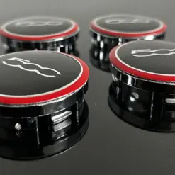 4x FIAT 500 schwarz/rot 56/50mm Radkappe Raddeckel Felgenabdeckung Kappen Nabenabdeckung für Alufelgen – Bild 5