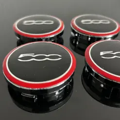 4x FIAT 500 schwarz/rot 56/50mm Radkappe Raddeckel Felgenabdeckung Kappen Nabenabdeckung für Alufelgen – Bild 6