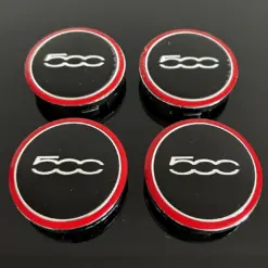 4x FIAT 500 schwarz/rot 56/50mm Radkappe Raddeckel Felgenabdeckung Kappen Nabenabdeckung für Alufelgen – Bild 7