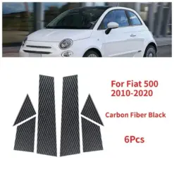 6er SET CARBON Style Kohlefaser Design Auto Fenster Blende Tür A B C Säule ABARTH FIAT 500 Abdeckung Leisten Schutz