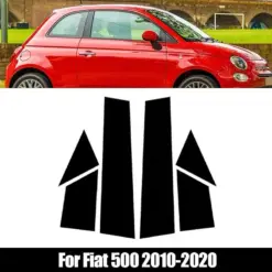 6er SET glänzend Schwarz Auto Fenster Blende Tür A B C Säule ABARTH FIAT 500 Abdeckung Leisten Schutz – Bild 6