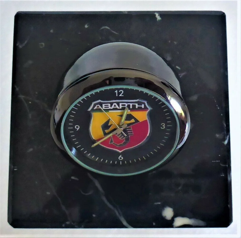 ABARTH Tischuhr Briefbeschwerer MARMORSOCKEL Auto Uhr NEU Logo Emblem Aufsteller – Bild 6