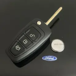 FORD Schlüsselgehäuse ORIGINAL + Ford Logo + Batterie Emblem Schlüssel Rohling Fiesta, Focus, Escort, Mondeo