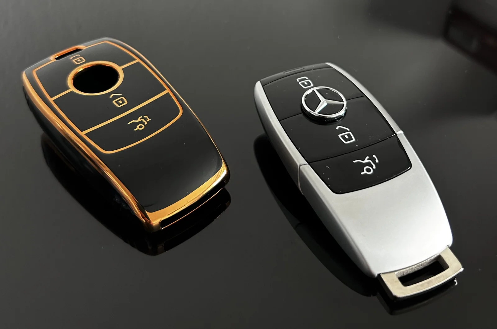 für Mercedes Benz Schutzhülle GOLD Auto Fernbedienung Schlüssel Schutz Case-A C E S G Klasse GLC CLE CLA W177 205 213 222 167 AMG
