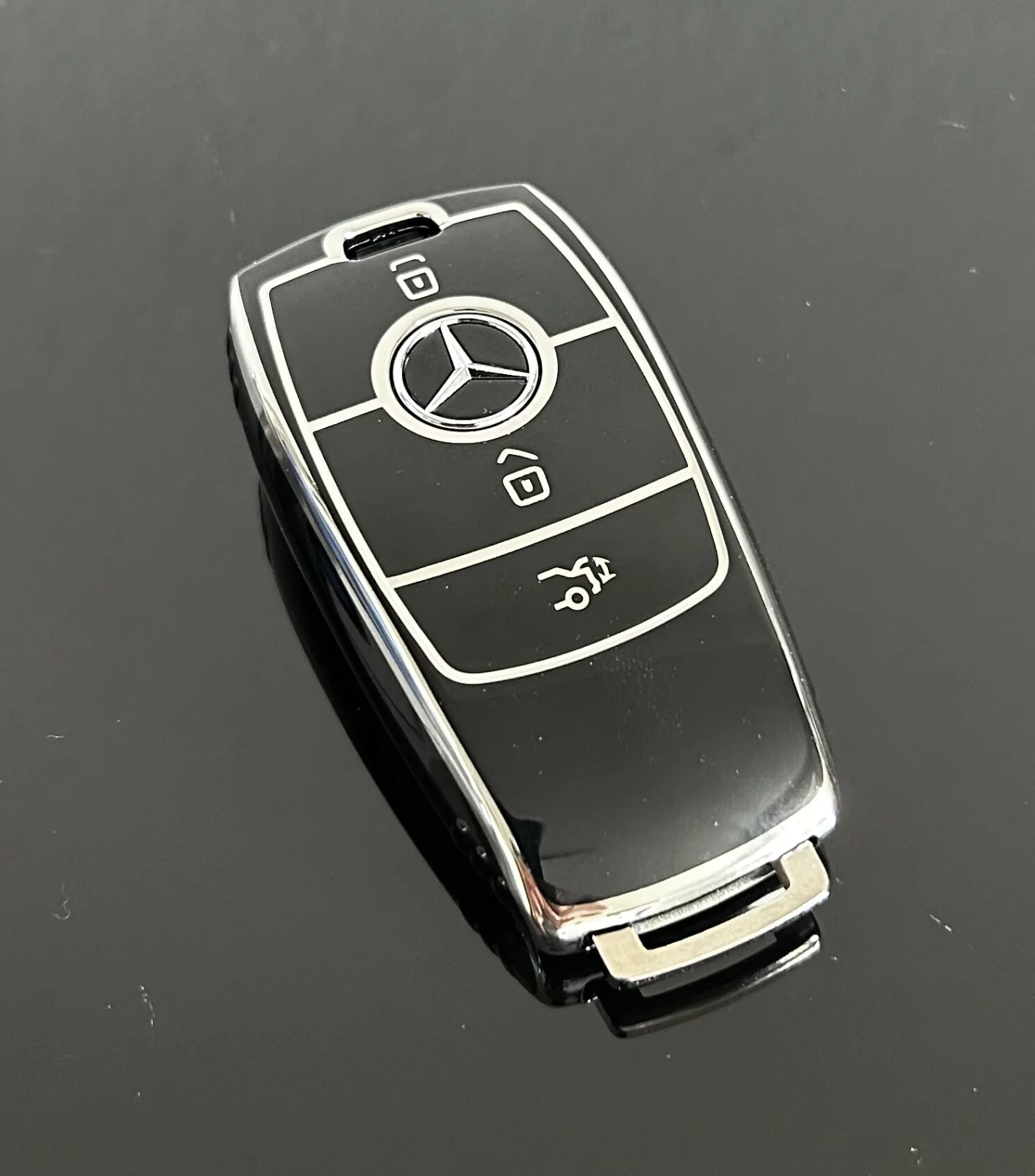 für Mercedes Benz Schutzhülle silber Auto Fernbedienung Schlüssel Schutz Case-A C E S G Klasse GLC CLE CLA W177 205 213 222 167 AMG – Bild 3