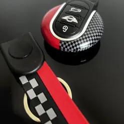 für MINI 2 teilig Schlüssel Anhänger Schlüsselband Copper CARBON/ROT Schlüsselring F56 F55 F54 F60 Cabrio F57 – Bild 10