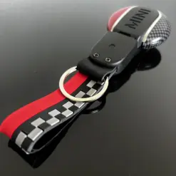 für MINI 2 teilig Schlüssel Anhänger Schlüsselband Copper CARBON/ROT Schlüsselring F56 F55 F54 F60 Cabrio F57 – Bild 4