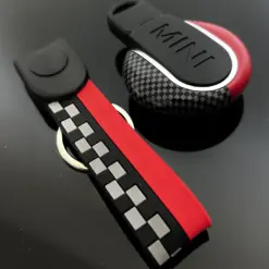 für MINI 2 teilig Schlüssel Anhänger Schlüsselband Copper CARBON/ROT Schlüsselring F56 F55 F54 F60 Cabrio F57 – Bild 8