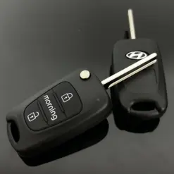 Alternative view of Hyundai Schlüsselgehäuse MORNING 3 Tasten EDITION schwarz mit Logo Emblem IX35 i20 IX45 Elantra Santa Fe HB20 Verna HY15 HY20